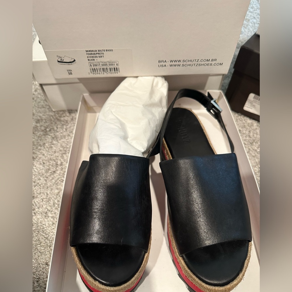 SCHUTZ Black and Red Women's Espadrilles